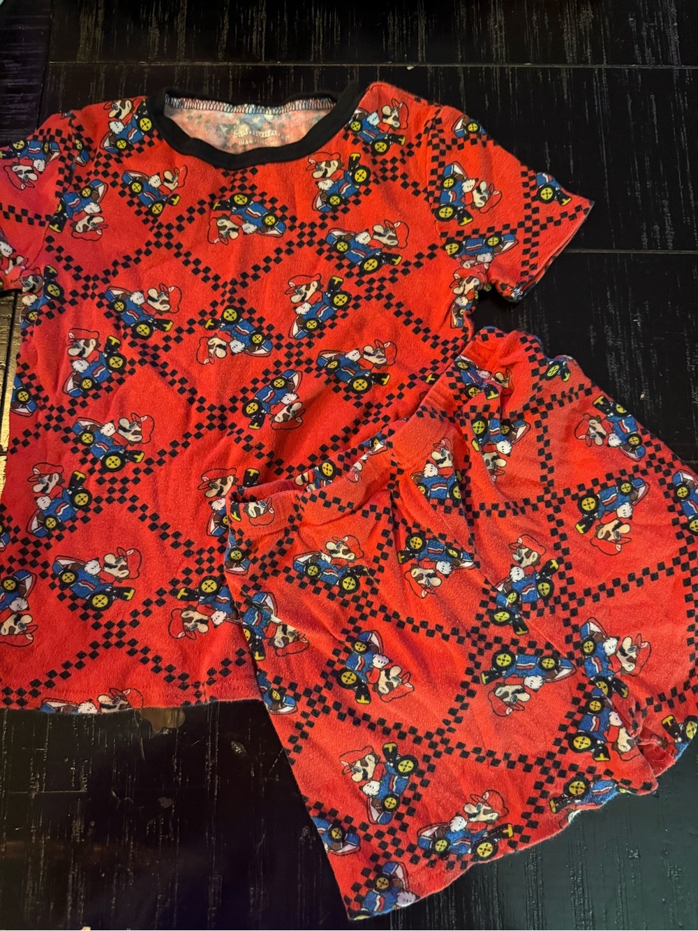 Kids Red Mario cat Character Print Short Pajama Set size 10